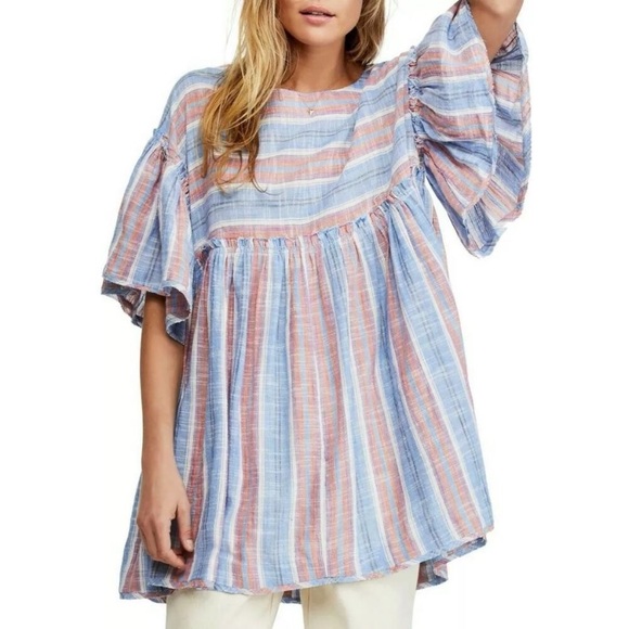 Free People Dresses & Skirts - Free People Summer Nights Striped Mini Tunic Dress